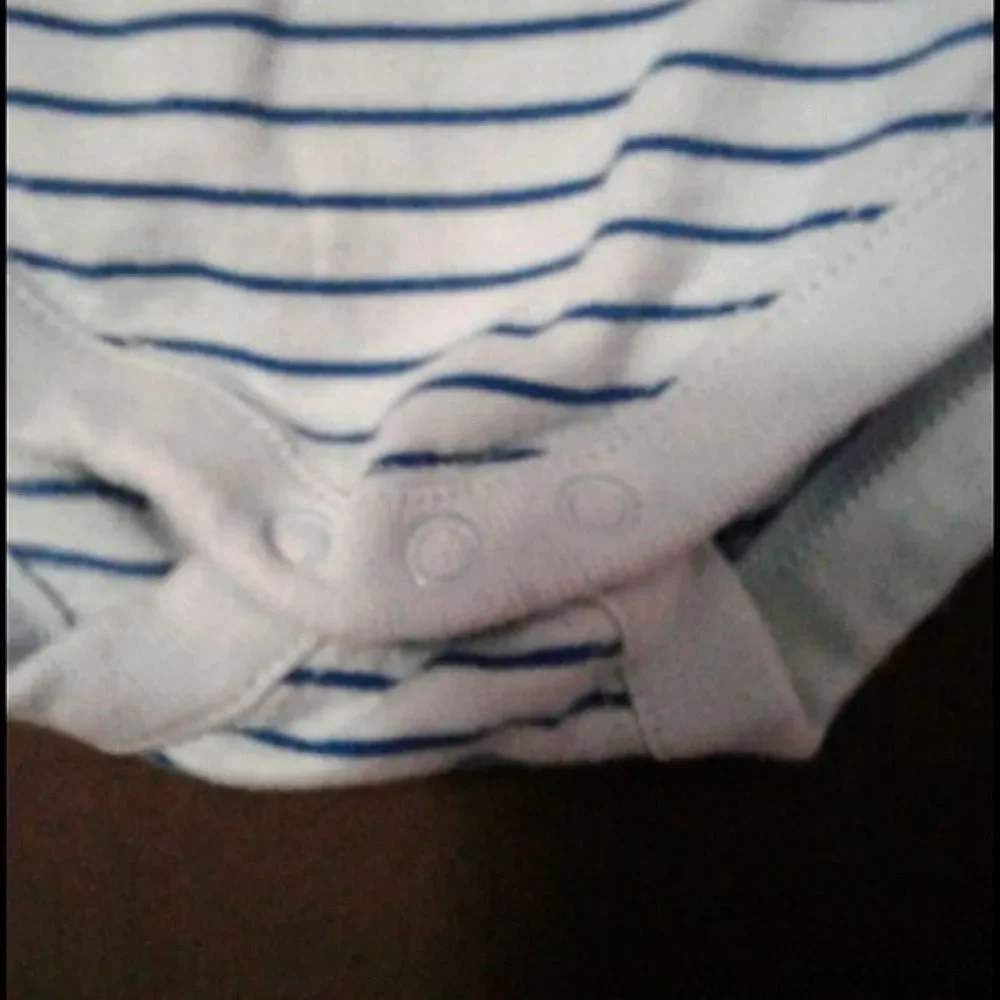 Gymboree Blue Striped Cute 3D Monkey Face 6-12 M Baby Boy Long Sleeve Onsie